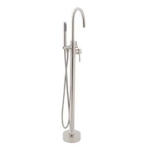 lot 23689 image: AKDY Stand Alone Tub Filler with Floor Mount Freestanding 45 in Tub Faucet Single Handle Brush Nickel Shower Easy Installation