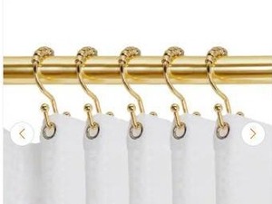 lot 23698 image: Double Roller Shower Hook Set in Gold