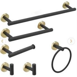 lot 23766 image: Black and Gold Bathroom Hardware Set