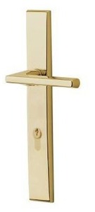 lot 23776 image: Baldwin Lakeshore Door Configuration 4 Keyed Entry Multi Point Trim Lever Set with Euro Profile Cylinder Below Handle, Brass