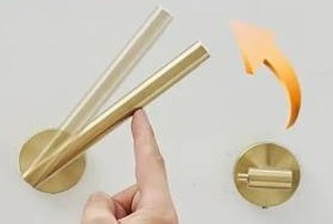 lot 23799 image: HOMEMYSTIQUE Wall Mounted Double Post Toilet Paper Holder in Vibrant Brushed Gold