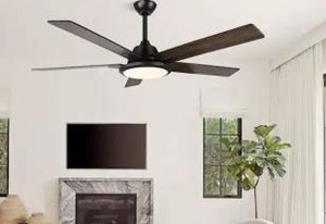 lot 23812 image: BICIK 52 in. IndoorOutdoor Black Smart Wi-Fi Ceiling Fan wColor Changing Integrated LED and Remote, Works wAlexaGoogle Home