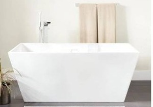 lot 23826 image: Hibiscus 67 Inch Rectangular Acrylic Soaking Tub with Integrated Drain, White, Retail $2,279.00