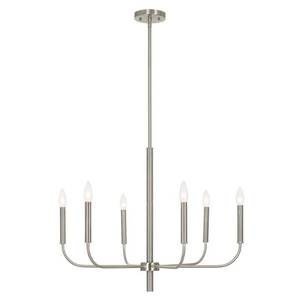 lot 23830 image: 6-Light Brushed Nickel Classic Candlestick Chandelier