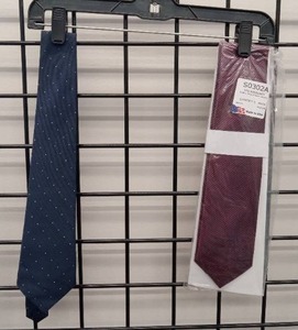 lot 66562 image: APPEARS NEW - Career Daves Navy Polka Dot Tie and New EC2 Burgundy Tie Bundle