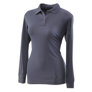 lot 66685 image: APPEARS NEW - Tru-Spec Ladies Long Sleeve 100% Poly Performance Polo, Navy. Size XL (3 PACK)  - Retail $74