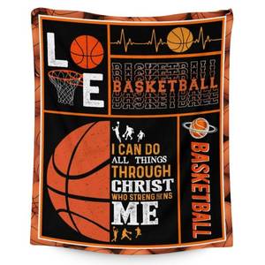 lot 54064 image: Kids Blankets - 60x50 Inches Throw Size Basketball Themed Stuff Gifts for Teens, Boys, Girls - Soft, Plush & Warm Blanket Accessories for Basketball Lovers Room Decor - Retail $35