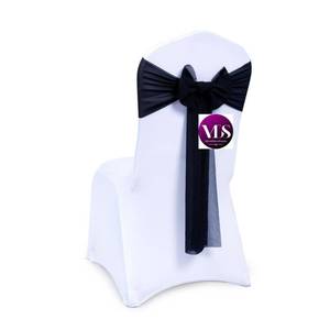 lot 54066 image: VDS Pack of 25, Black, Sheer Chiffon Chair Sashes Bows Chair Cover Back Tie Ribbon for Wedding Birthday Baby Shower Engagement Ceremony Event Party Banquet Restaurant Dining Chair Decoration - Retail $80