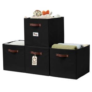 lot 54067 image: DECOMOMO Storage Baskets, 13x15x13 Storage Cube Bins with Labels for Organizing Shelves Kallax (Kallax  4pcs, Black) - Retail $29