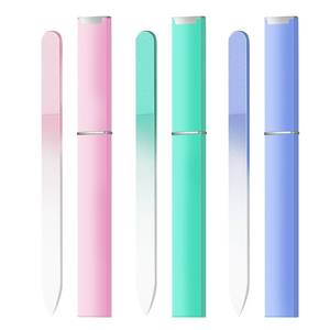 lot 54077 image: Glass Nail Files Double Side Polish Crystal Fingernail File with Case Manicure Salon Nail Care for Women Girls Pink Green Blue, 240 Grit, 3 Pack - Retail $6