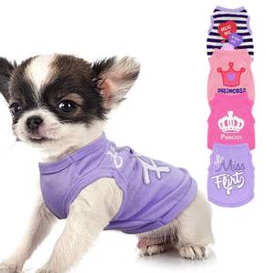 lot 54080 image: 4 Pieces Dog Clothes for Small Dogs Girl Soft Puppy Shirt Cute Chihuahua Teacup Dog Clothes Female Dog Shirts Breathable Pet Clothing Pink Girl Doggie Clothes (XX-Small) - Retail $12