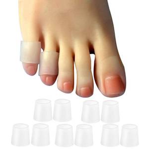 lot 54094 image: Hoogoo 10 Pack Pinky Toe Sleeves Protectors, Toe Covers, Protect Toe from Rubbing, Ingrown Toenails, Corns, Blisters, Hammer Toes and Other Painful Toes Problems Translucent Colour - Retail $9