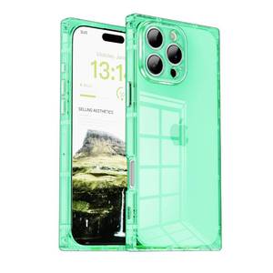 lot 54096 image: NOT LIME GREEN IAIYOXI Rectangle Case Compatible for iPhone 16 Pro Max, Full Camera Protection & Reinforced Corners TPU Cushion Clear Cover, Shockproof Silicone Phone Case for Women Girls (iPhone 16 Pro Max, Green) - Retail $9