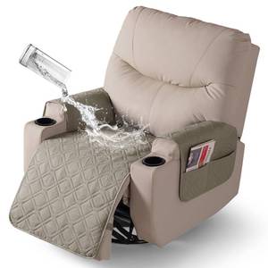 lot 54104 image: VANSOFY Recliner Chair Covers 100% Waterproof Seat Cover with Arm Reclining Cover Non-Slip Recliner Chair Covers Furniture Protector Washable Slipcover with Pocket for Pets, Dogs(Khaki, 22) - Retail $28