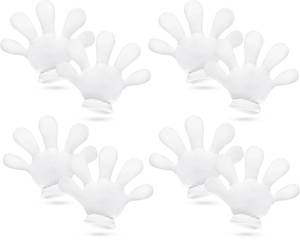 lot 54105 image: Geyoga 4 Pairs White Jumbo Cartoon Hands White Fingers Jumbo Cartoon Hands Halloween Costume Gloves Halloween Costume Accessory for Role Playing Party Small - Retail $36