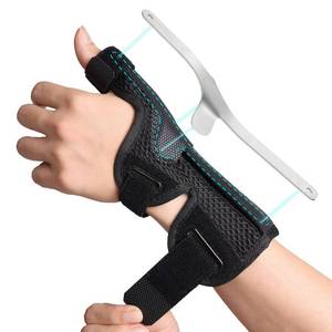 lot 54125 image: DrFinger Thumb Brace Spica Splint for Right & Left Hand, De Quervains Tenosynovitis Splint, Breathable Wrist & Thumb Stabilizer, for Trigger Thumb, Arthritis, Tendonitis, Men and Women -Black (SM) - Retail $17