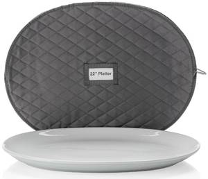 lot 54129 image: Large Platter Storage Case - 22 x 17 - Stackable with Padded Interior and Label Holder - Gray - China Storage Containers for Plates and Serveware - Retail $18