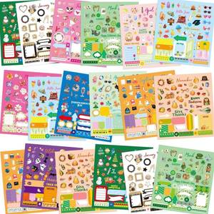 lot 54131 image: Fancy Land 24 Sheets Holiday Stickers Seasons Assortment Planner Calendar Journal Scrapbook Stickers Kids Adults Craft Party Favors - Retail $7