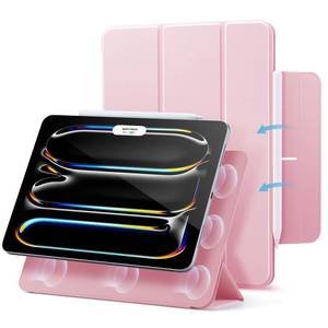 lot 54134 image: ESR for iPad Pro 11 Inch Case (M5M4) 20252024, Strong Magnetic Attachment, Slim Trifold Stand Case, Supports Pencil Pro and Pencil(USB-C), Tough Protection, Auto SleepWake, Rebound Series, Pink - Retail $23