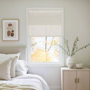 lot 54135 image: NICETOWN Linen French Door Curtain No Drill Roman Shades for Windows, Ivory Solid Cordless Blinds for Farmhouse Door Window Covering with Light Filgtering, W26 x L69, 1Pc - Retail $24
