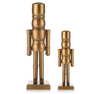 lot 54138 image: Wonderjune 2 Pack Christmas Wooden Nutcracker Traditional Christmas Decorations Nutcracker Figure Statue for Xmas Festive Holiday Tabletop Home Decor(Bronzer,12 Inch,8 Inch)