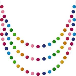 lot 54145 image: Boao 3 Pieces Wool Felt Ball Garland Colorful Pom Pom Garland Handmade 6.5 Feet Long 24 Balls Felt Banner for Wall Christmas Tree Decoration (Rainbow) - Retail $17