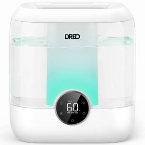 lot 54161 image: DREO 6L Top Fill Humidifiers for Bedroom, 60H Runtime 28 dB Quiet Supersized Cool Mist Air Humidifiers for Large Room, Baby Nursery, Plant, Indoor, Night Light, Easy to Clean, Precise Humidity Control - Retail $50