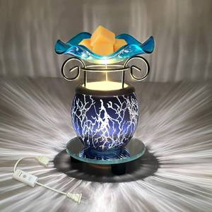 lot 54171 image: MISSING HOLDING PLATE HUNANBANG Electric Scented Wax Warmer with Auto Off Timer - Candle Wax Melt Warmer Fragrance Wax Burner (Lightning-Blue) - Retail $17