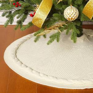 lot 54178 image: Sattiyrch Knit Christmas Tree Skirt,Luxury Cable Knitted Thick Rustic Xmas Tree Decoration (Cream, 36) - Retail $30