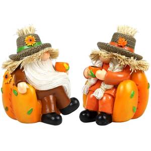 lot 54190 image: upbema Fall Thanksgiving Gnome Figurines 2 PCS Autumn Harvest Pumpkin Decorations Tabletop Home Decor Indoor Holiday Collectible Statue for Women Men Kids