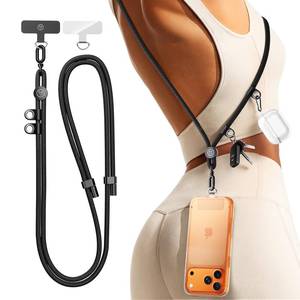 lot 54201 image: Manna Joy Phone Lanyard Crossbody with 2 Hanging Loops Metal Buckle Adjustable Skin-Friendly Cell Phone Strap for iPhone Around,Hands-Free Universal Anti Theft Neck Lanyards For Outdoor Travel,Black - Retail $20