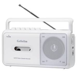 lot 54202 image: Gelielim Portable Cassette Player, Cassette Tape Player AMFM Radio,Casette Tape Recorder with Earphone Jack, Cassette Boombox Battery Operated or AC Powered - Retail $40