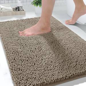lot 54228 image: Yimobra Washable Bathroom Rugs, Super Soft & Absorbent Chenille Bath Mat for Floor & Carpet, Quick Dry Non Slip Bath Mat for Tub Shower, 32x20,Camel - Retail $21