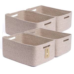 lot 54229 image: MiniArk Large Storage Baskets for Organizing, Closet Shelf Baskets for Clothes Blanket Towels, Baby Nursery, Toy Bins Box, Woven Rope Baskets, 17 x 13 x 7.5��, 4 Packs Mixed Brown - Retail $55