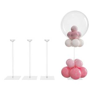 lot 54245 image: YALLOVE Clear Acrylic Tabletop Balloon Stand Kit, 15.75 Inch 4 pack Balloon Stick Holder with Base for Table Top Centerpiece Party Decoration (Balloons Not Included) - Retail $20