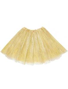 lot 54251 image: 3 Layers Tutus for Women Adult, Classic Elastic Tulle Tutu Skirts Gold or Silver Foil Printed Tutu for Halloween Party Running Gold - Retail $15