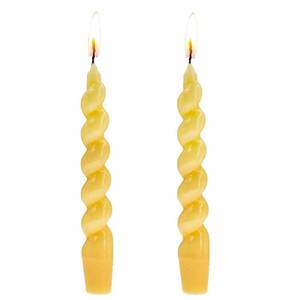 lot 54252 image: Spiral Taper Candle Twisted Candlesticks -7.5 INCH Short Candle Sticks Unscented Tapered Candles for Holiday Household Wedding Party(2X-Cream Yellow) - Retail $13