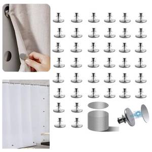 lot 54253 image: 20 Pairs Magnetic Curtain Clips, Curtain Magnets Closure Prevent Light Leaking, Shower Curtain Side Magnets to Keep Shower Liner Closed and Tight to The Wall with 40 Pcs Self-Adhesive Patch - Retail $18