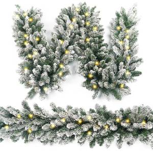 lot 54264 image: HomeKaren Christmas Garland 9 Ft by 12 Inch Prelit Fraser Fir Xmas Garland with 50 LED Lights, Real Like Lush and Classics Green Style for Indoor Outdoor Home Decoration - Retail $39