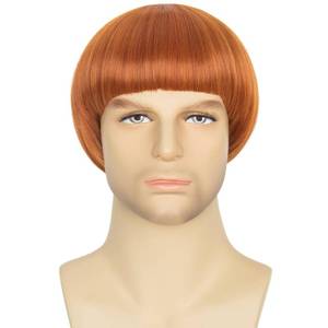 lot 54267 image: Miss U Hair Short Straight Ginger Bowl Cut Wig with Bangs for Men 60s style Cosplay Wig for Halloween Party - Retail $20