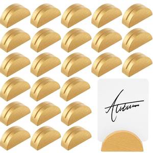 lot 54268 image: Colingmill 24 Pcs Gold Table Number Holders Place Card Wooden Indoor Lightweight Wedding Table Name Holder Semicircular Design Stands Office Tag Photo Menu Clips Banquet Birthday Party Restaurant - Retail $14
