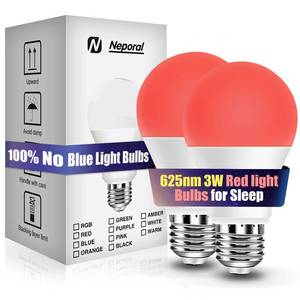 lot 54288 image: Neporal 3W 625nm Red Light Bulbs for Sleep, 100% Blue Light Blocking Bulb, Red Light Night Light for Melatonin Promoting, A19 40W Equivalent Dim Light Bulbs for Bedroom, Baby Nursery,2 Pack - Retail $15