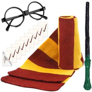 lot 54290 image: SCARF AND GLASSES ONLY CHRIMISS Wizard Costume Accessories Set Novelty Scarf Wizard Wand Glasses with Round Frame No Lenses Tattoos for Kids Birthday Party Cosplay Costume Accessories Halloween Party - Retail $17