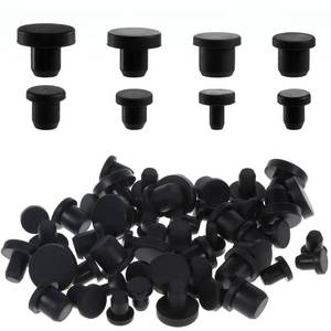 lot 54308 image: 80 PCS Rubber Plugs for Round Holes, 8 Sizes Silicone Rubber Hole Plug Round Waterproof Silicone Plugs Black Plastic T-Type Hole Plug Soft Flexible Stoppers for Powder Coating Pipes Holes Flower Pots - Retail $7