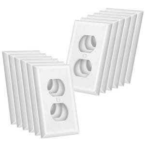 lot 54312 image: 12Pack Duplex Outlet Covers Wall Plate, Dual Light Switch Cover, UL Listed, Standard Size 1-Gang 4.53 x 2.76, Unbreakable and High Temperature Resistant Wall Outlet Covers (White) - Retail $7