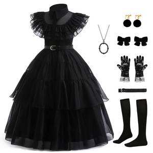lot 54319 image: Gunaniti Black Dress Up Costume for Girls Birthday Party Halloween Cosplay Outfit with Accessories 3-12Y (6-7 Years, Black) - Retail $26