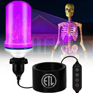 lot 54348 image: LED Halloween Skull Lighting Kit, Flame Light with Up and Down Effects, Horror Chest Light for Giant Skull Decoration (Purple) - Retail $17