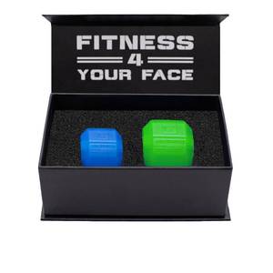 lot 54356 image: Jawzrsize Jaw Exerciser for Men - Pop N Go Beginner Bundle Blue and Intermediate Neon Jaw Trainer, Jaw Clenching Relief, Double Chin Reducer, Jawline Shaper and Neck Exerciser - Retail $36