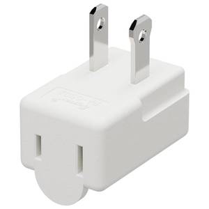 lot 54368 image: Polarized 2-Prong L Type Adapter, Vertical Right Angled Down Angle AC Adapter, NEMA 1-15P USA Outlet Saver Extension Adapter High Heat Resistant 2Pin Adapters ETL Verified - Retail $7