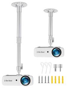 lot 54401 image: 2-Be-Best Upgraded Projector Mount,14-24in  37-62cm Projector Ceiling Mount Extendable Ceiling Projectors Mounts Adjustable Angle 360° Rotation Drop Ceiling Projectors Mounts Silver - Retail $29